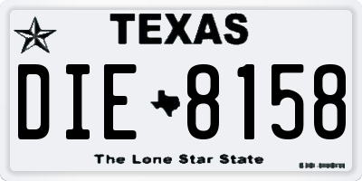 TX license plate DIE8158