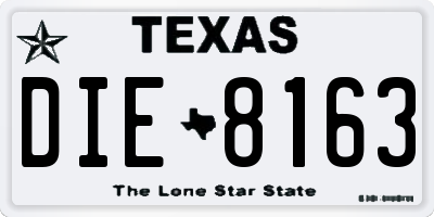 TX license plate DIE8163