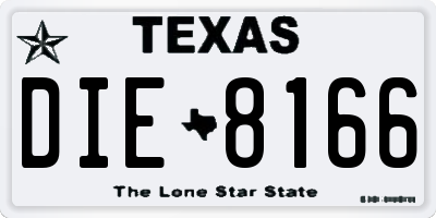 TX license plate DIE8166
