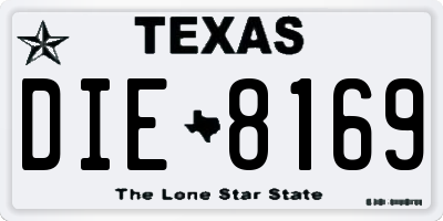 TX license plate DIE8169