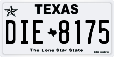 TX license plate DIE8175