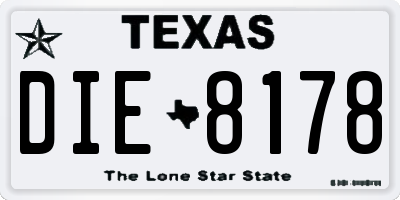 TX license plate DIE8178