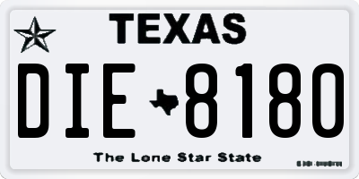 TX license plate DIE8180