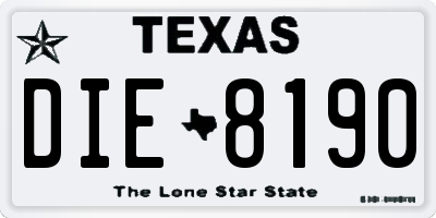 TX license plate DIE8190