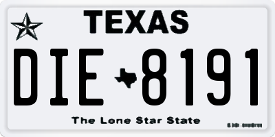 TX license plate DIE8191
