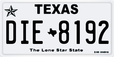 TX license plate DIE8192