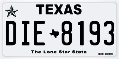 TX license plate DIE8193