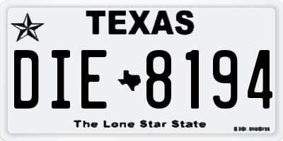 TX license plate DIE8194
