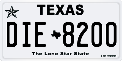 TX license plate DIE8200
