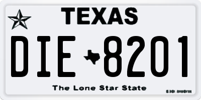 TX license plate DIE8201