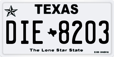 TX license plate DIE8203