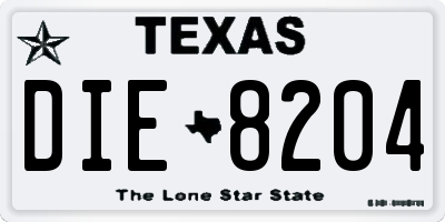TX license plate DIE8204