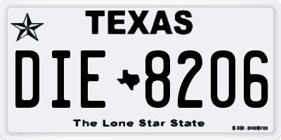 TX license plate DIE8206