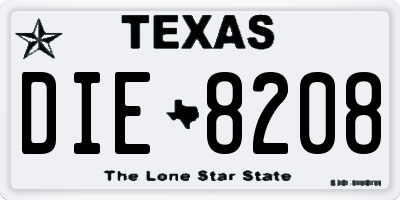 TX license plate DIE8208