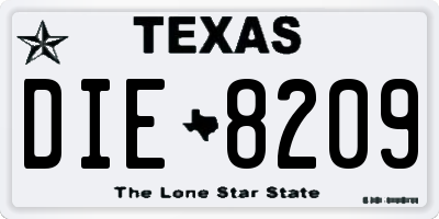 TX license plate DIE8209