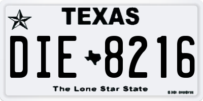 TX license plate DIE8216