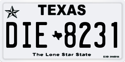 TX license plate DIE8231
