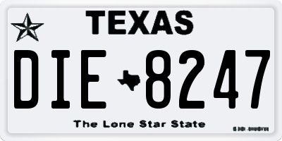 TX license plate DIE8247