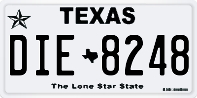 TX license plate DIE8248