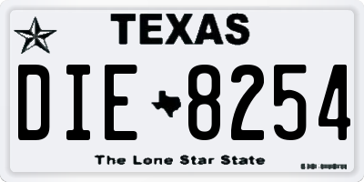 TX license plate DIE8254