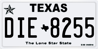TX license plate DIE8255