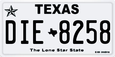 TX license plate DIE8258