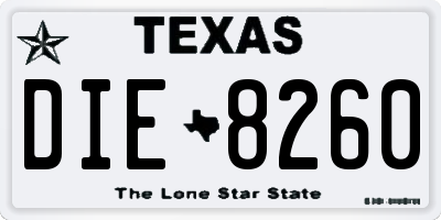 TX license plate DIE8260