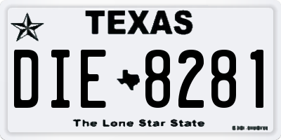 TX license plate DIE8281