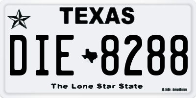 TX license plate DIE8288