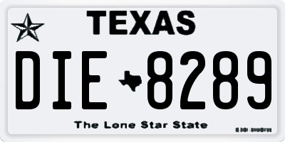TX license plate DIE8289
