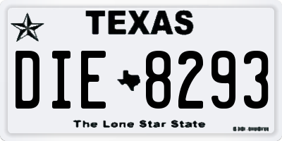 TX license plate DIE8293