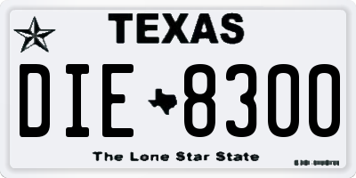 TX license plate DIE8300