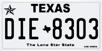 TX license plate DIE8303