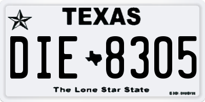 TX license plate DIE8305