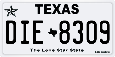 TX license plate DIE8309