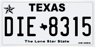 TX license plate DIE8315