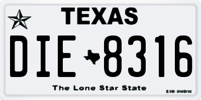 TX license plate DIE8316