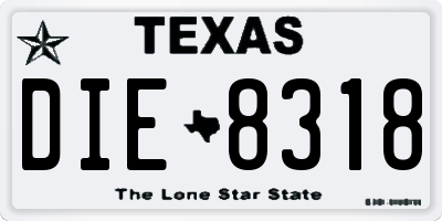TX license plate DIE8318