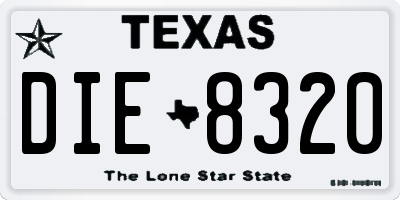 TX license plate DIE8320