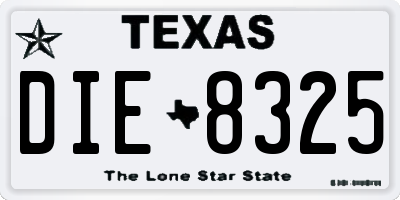 TX license plate DIE8325