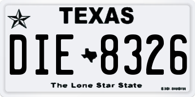 TX license plate DIE8326