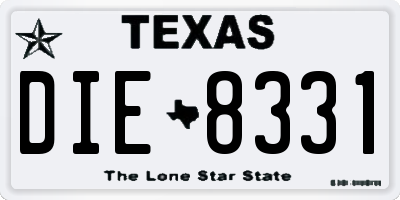TX license plate DIE8331