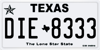 TX license plate DIE8333
