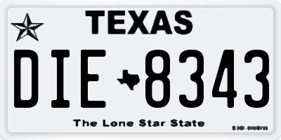 TX license plate DIE8343