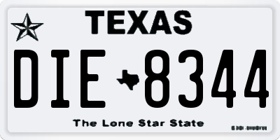 TX license plate DIE8344