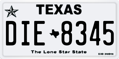 TX license plate DIE8345