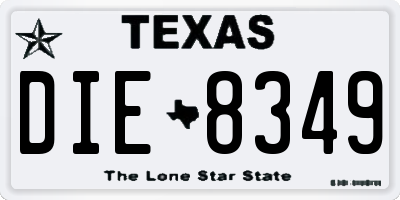 TX license plate DIE8349