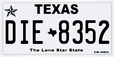 TX license plate DIE8352