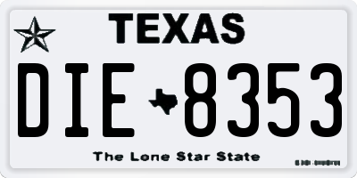 TX license plate DIE8353