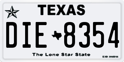 TX license plate DIE8354